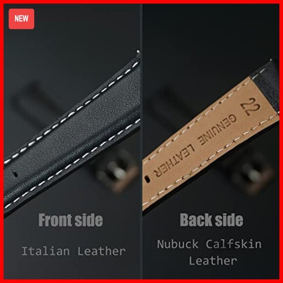 Extra Long Italian Leather Watch Band for Big Wrists - 18mm 20mm 22mm 24mm Width main image 6